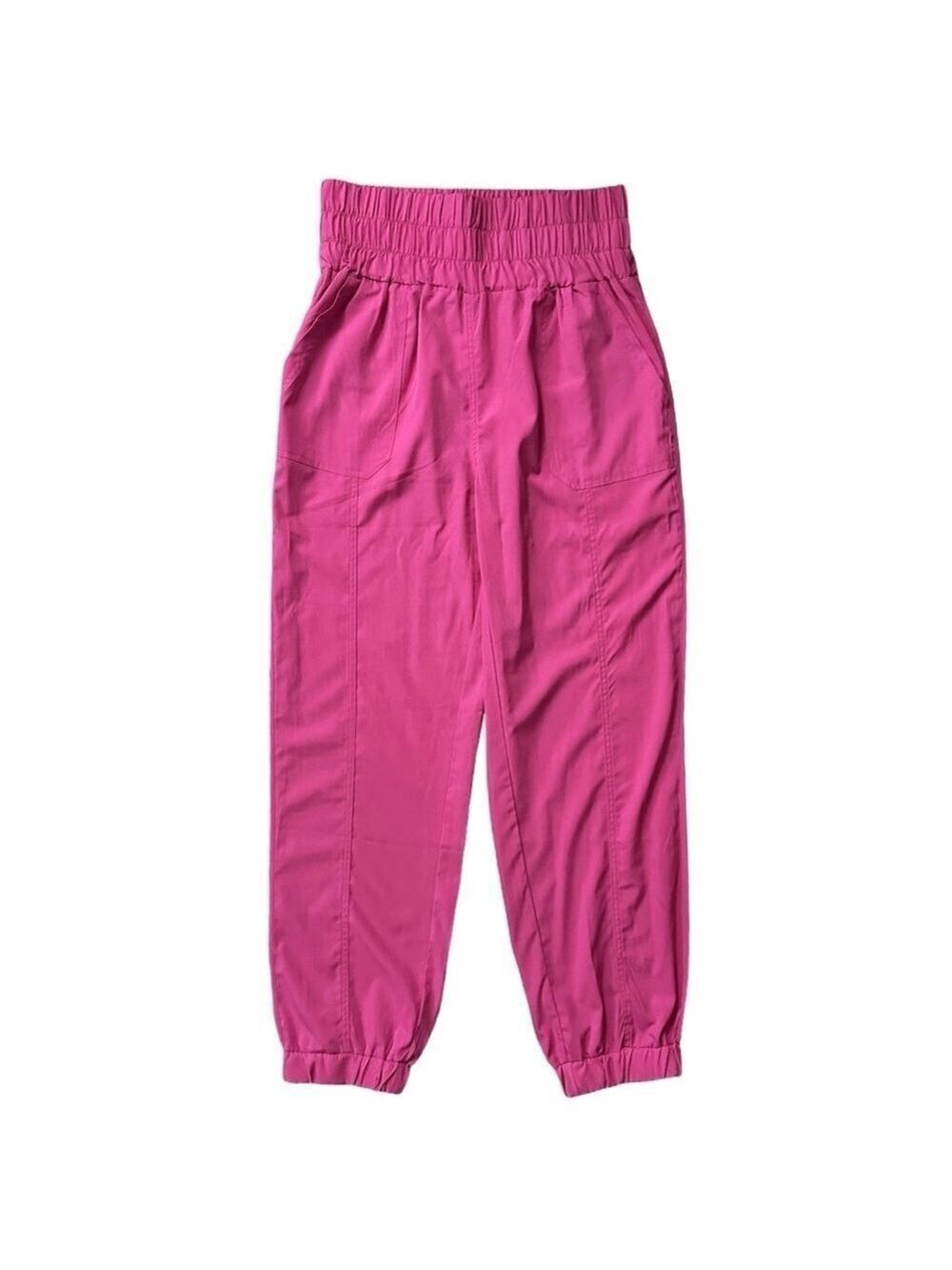 New In Smocked High Waist Elastic Waistband Joggers Hot Pink Size Large